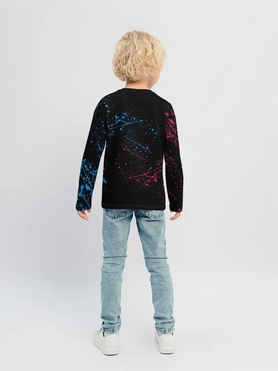Детский лонгслив / Kimetsu no yaiba красносиние брызги