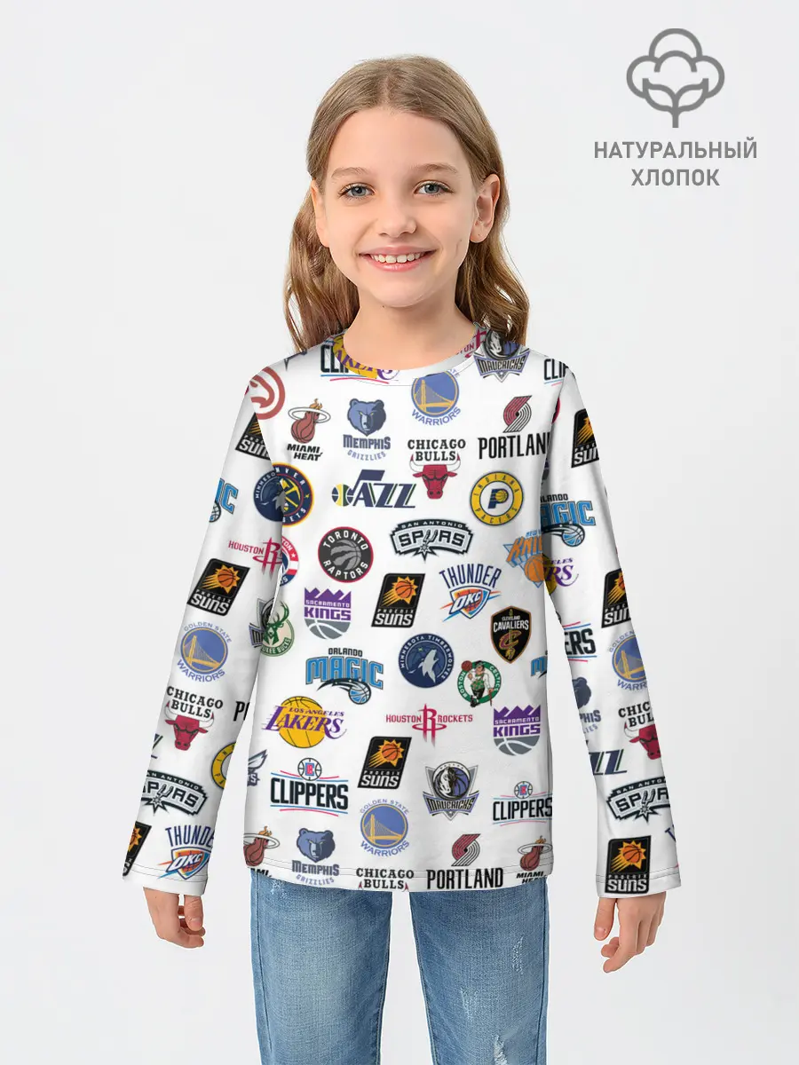 Детский лонгслив / NBA Pattern | НБА Паттерн