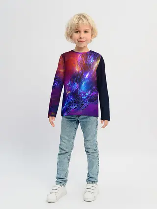 Детский лонгслив / Universe Neon