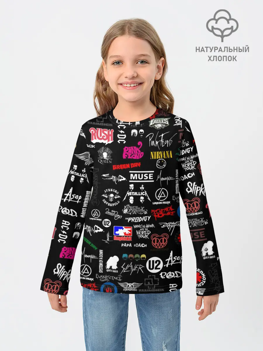 Детский лонгслив / ЛОГОТИПЫ РОК ГРУПП | PATTERN
