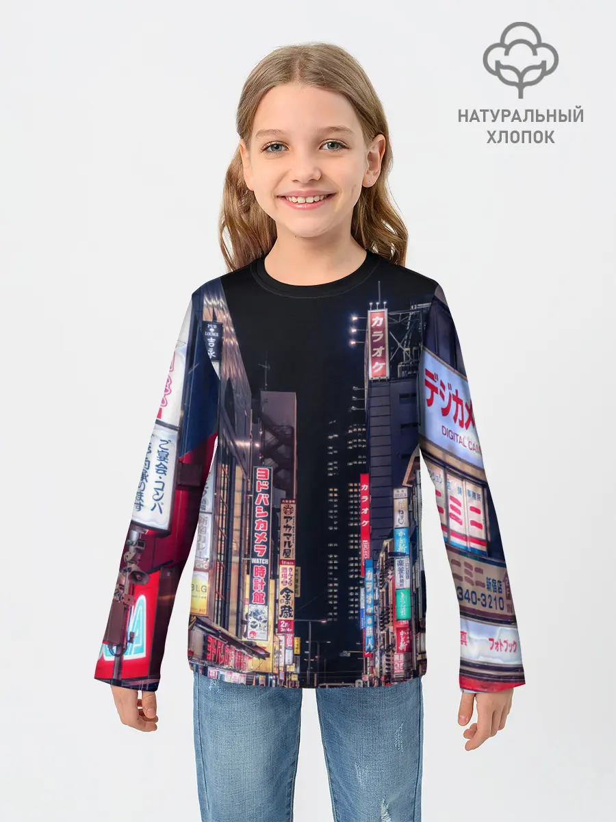 Детский лонгслив / Ночной Токио