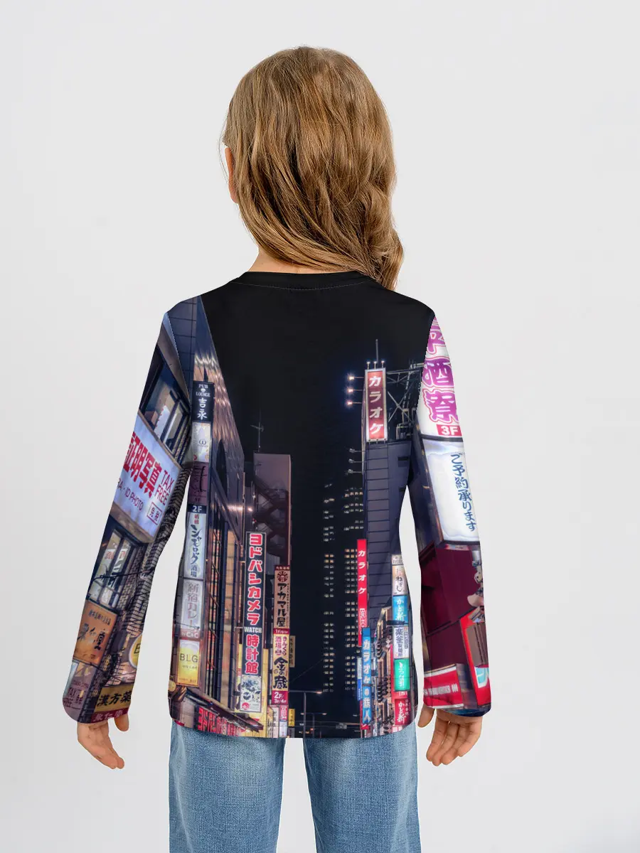 Детский лонгслив / Ночной Токио