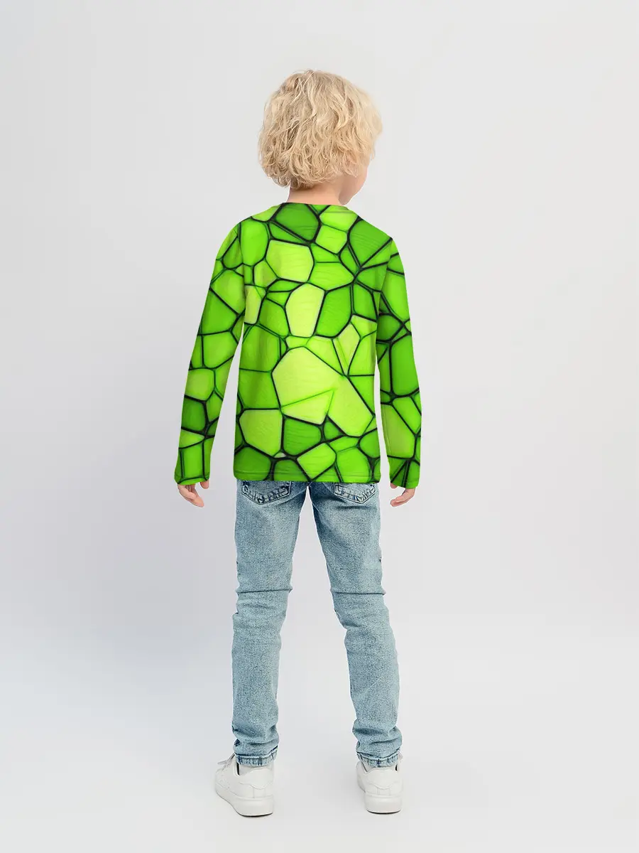 Детский лонгслив / Зеленая мозаика