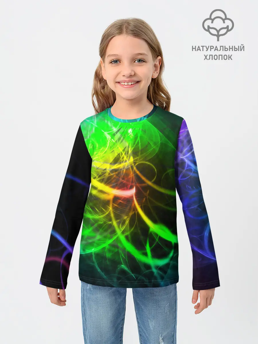 Детский лонгслив / ЗЕЛЕНЫЙ НЕОН