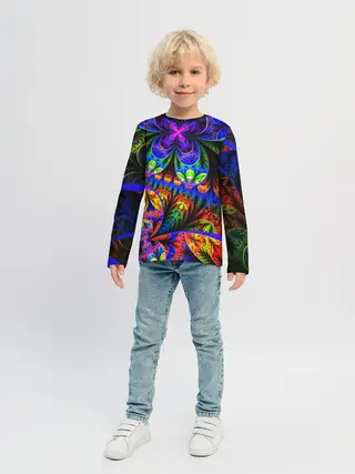 Детский лонгслив / ФРАКТАЛЬНЫЙ НЕОН