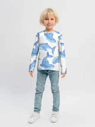 Детский лонгслив / Косяк китов