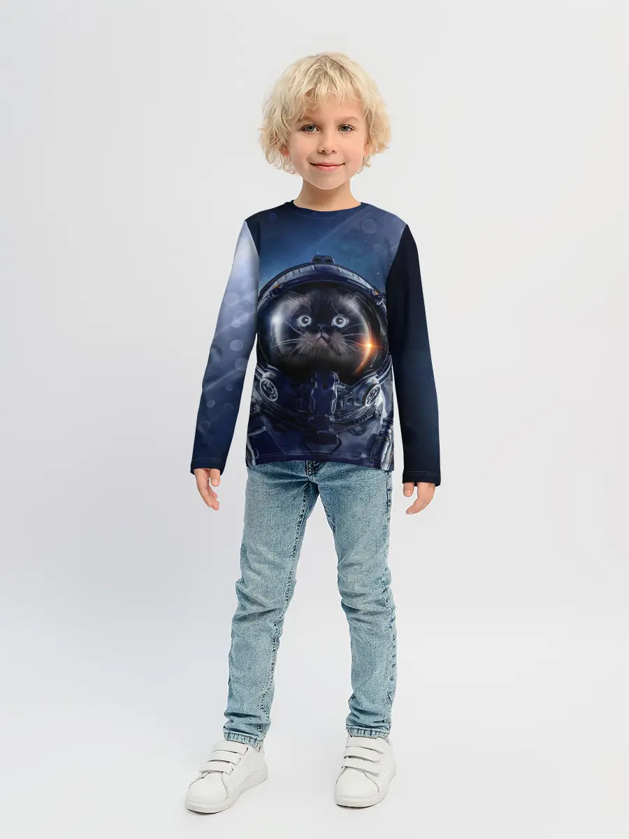 Детский лонгслив / Кот космонавт