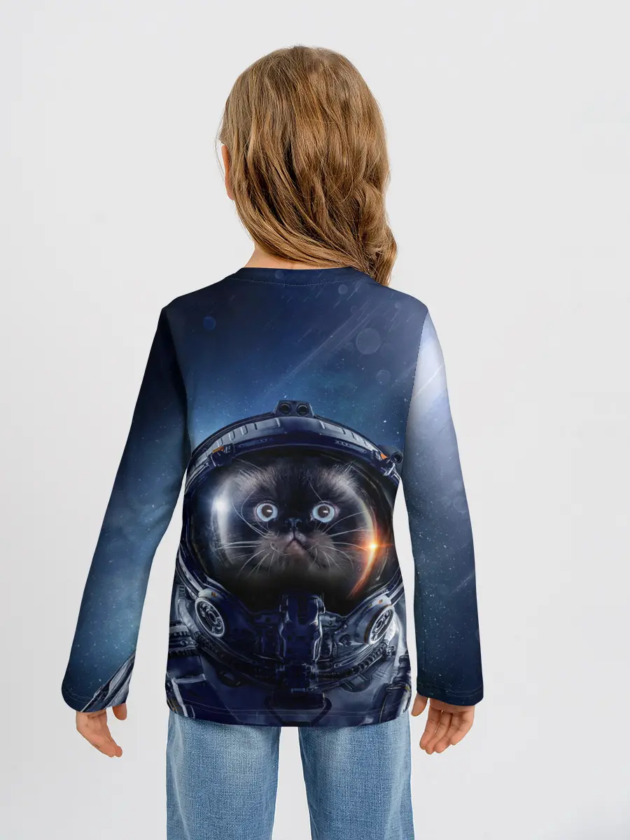 Детский лонгслив / Кот космонавт