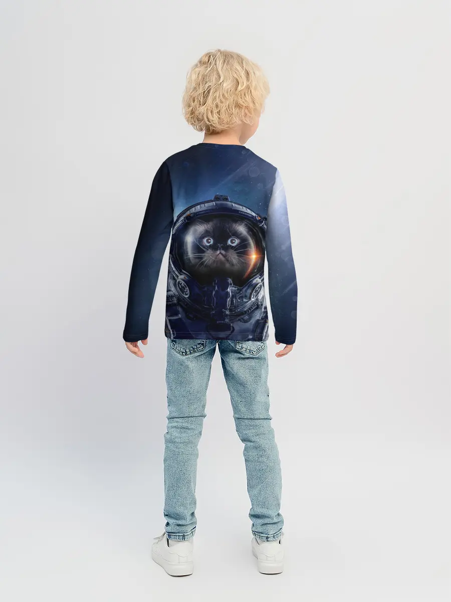 Детский лонгслив / Кот космонавт