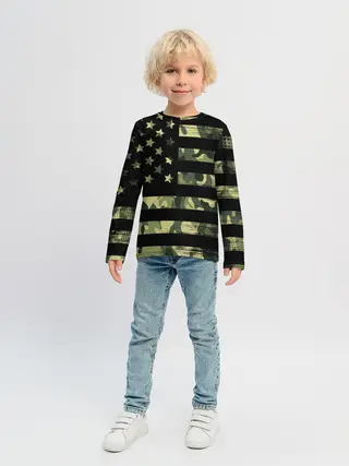 Детский лонгслив / American Flag Camo