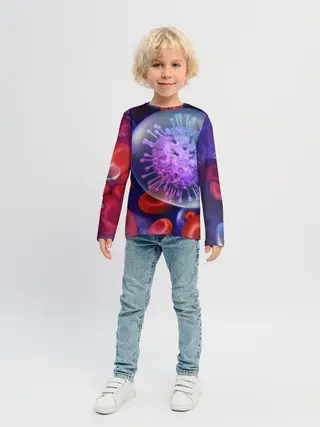 Детский лонгслив / Лейкоциты и клетка