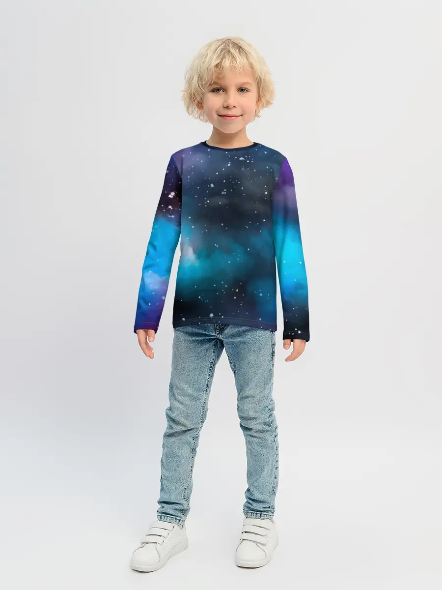 Детский лонгслив / Рисованный Космос
