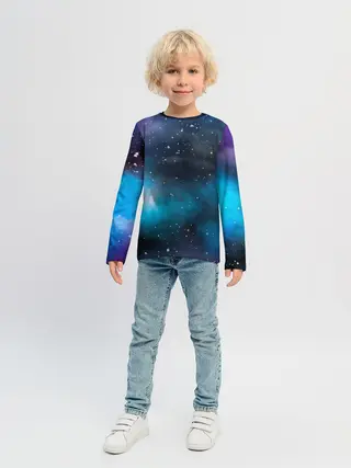 Детский лонгслив / Рисованный Космос