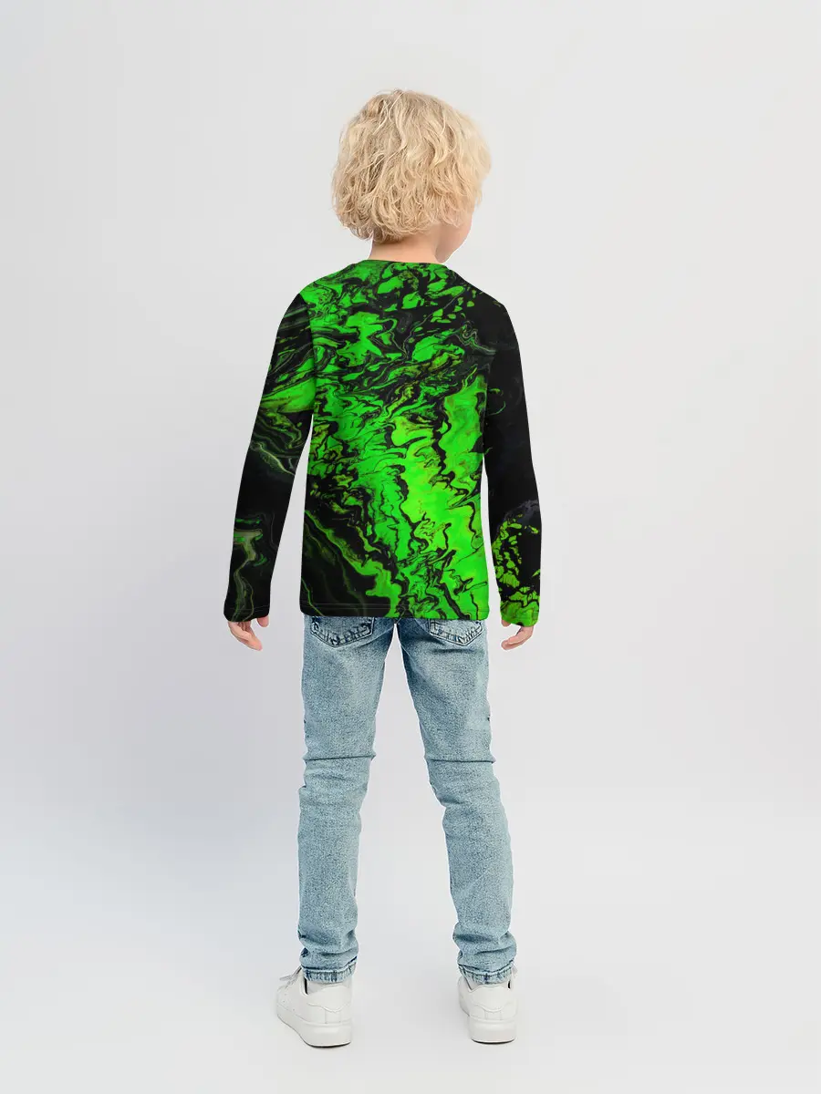 Детский лонгслив / Тёмные зеленые краски