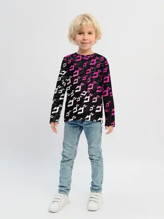Детский лонгслив / Розовобелый паттерн джоджо