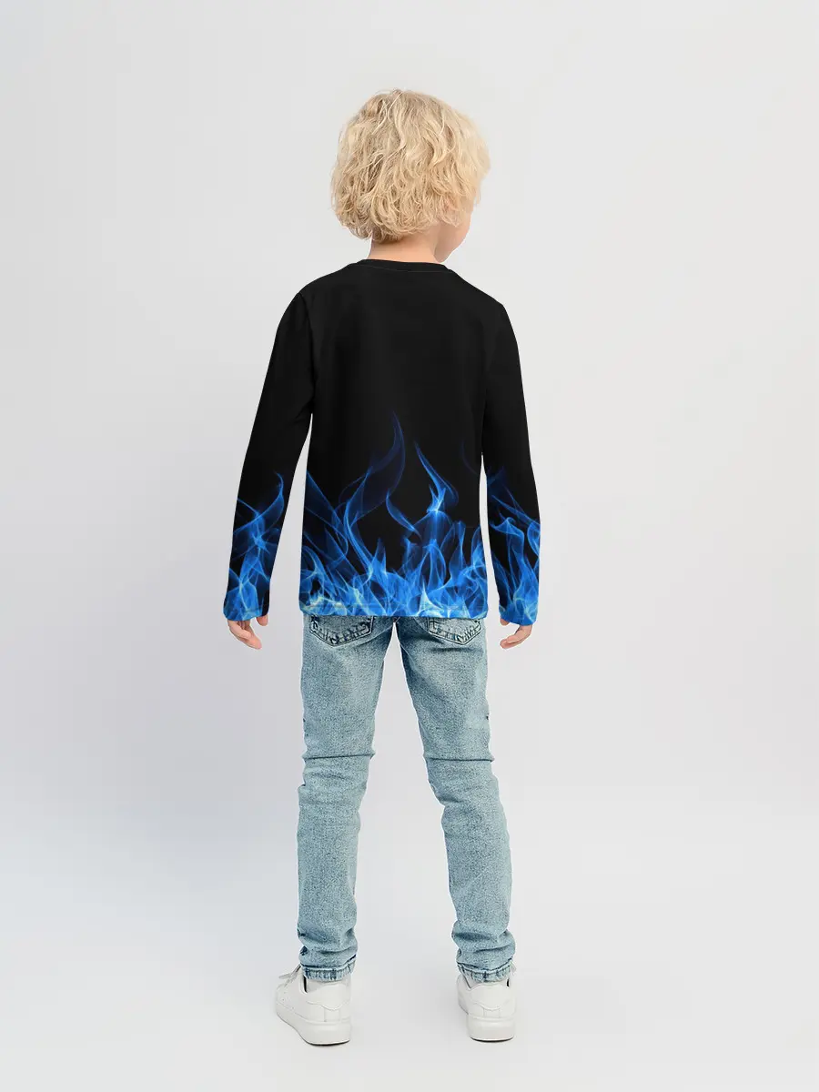 Детский лонгслив / Синий Огонь