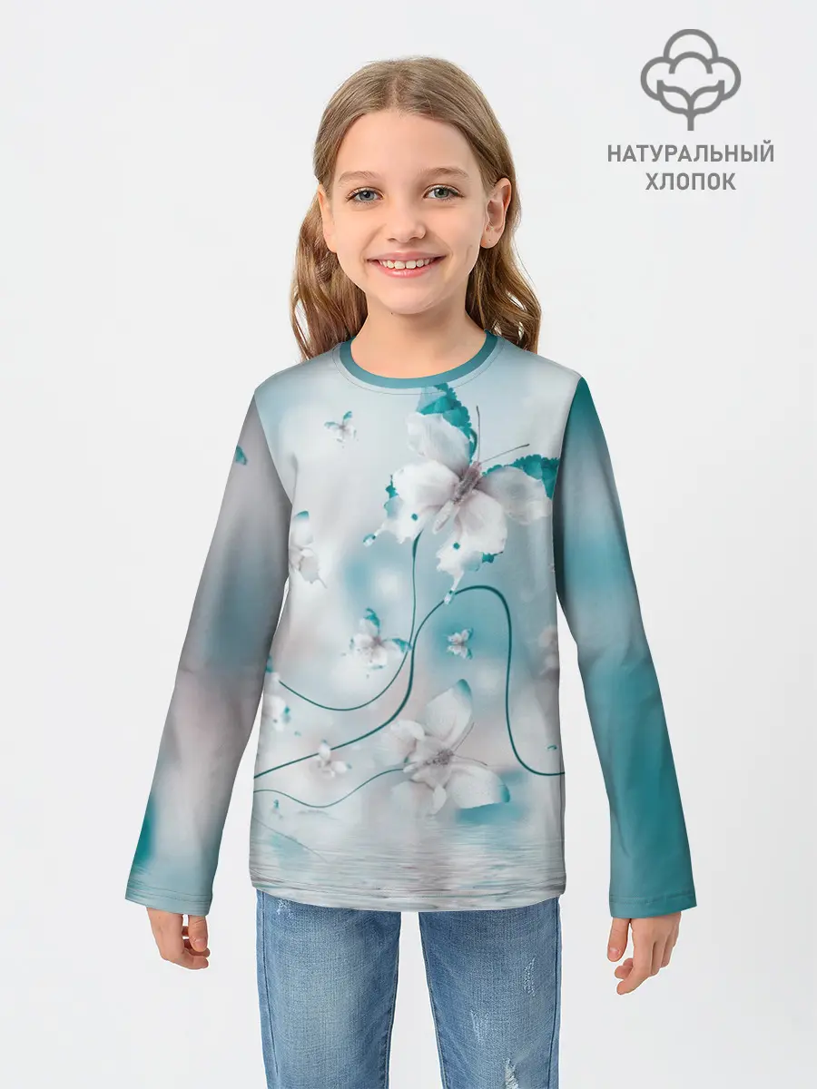 Детский лонгслив / бабочки