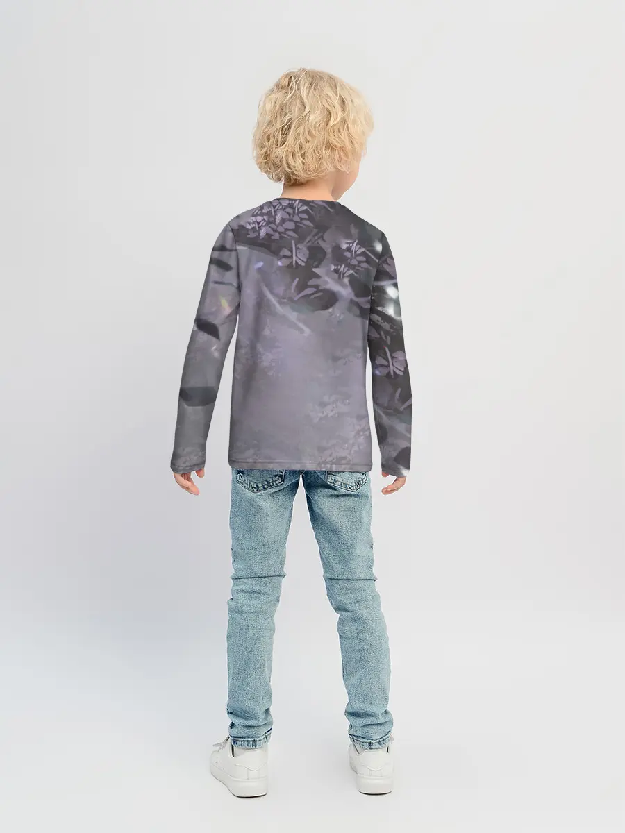 Детский лонгслив / Ноль два арт серый