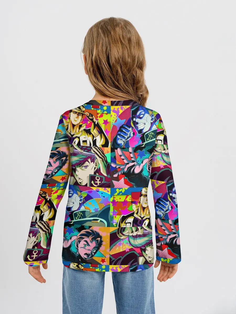 Детский лонгслив / Джоджо паттерн комикс