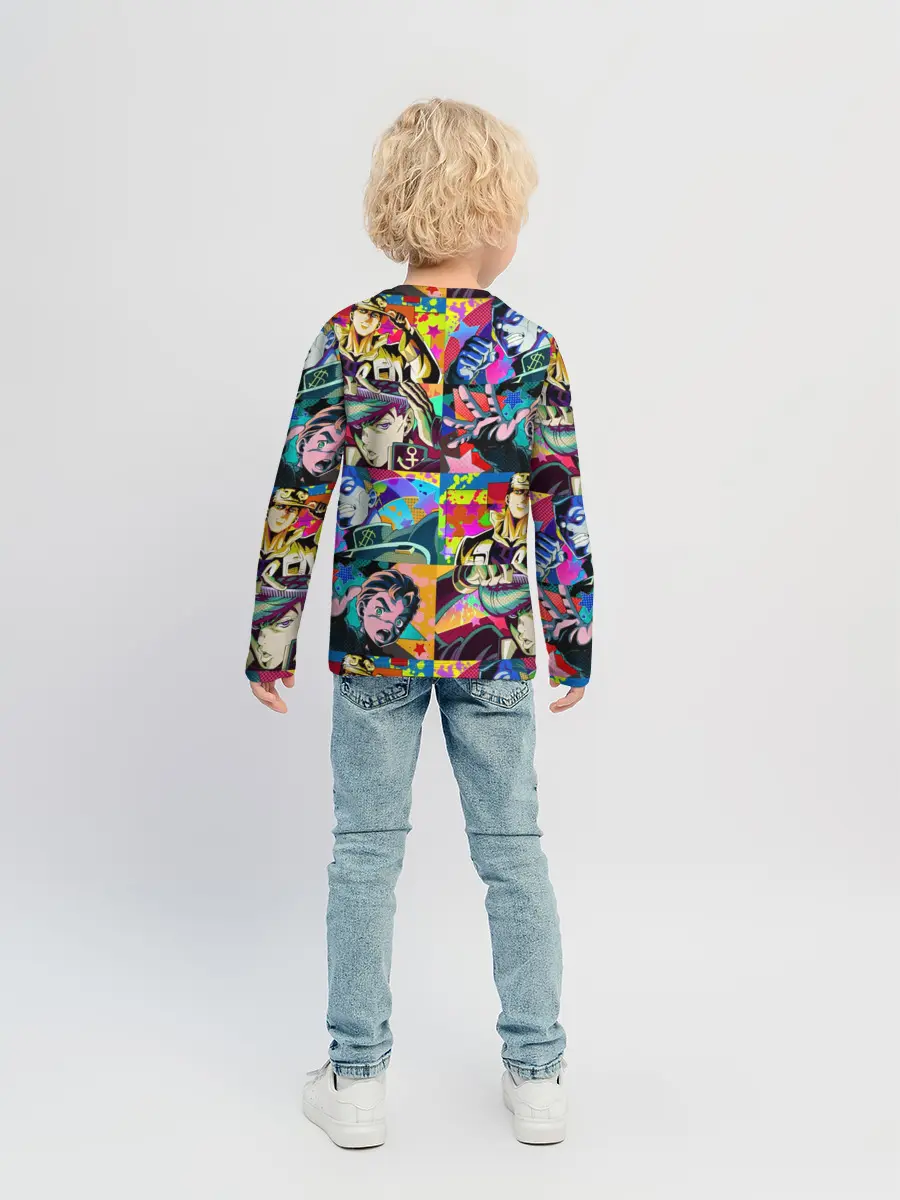 Детский лонгслив / Джоджо паттерн комикс