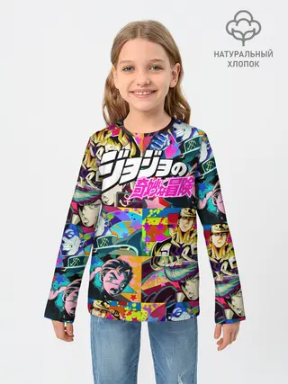 Детский лонгслив / Джоджо паттерн комикс