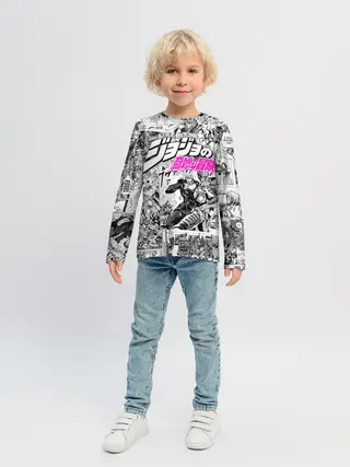 Детский лонгслив / Чернобелый комикс джоджо