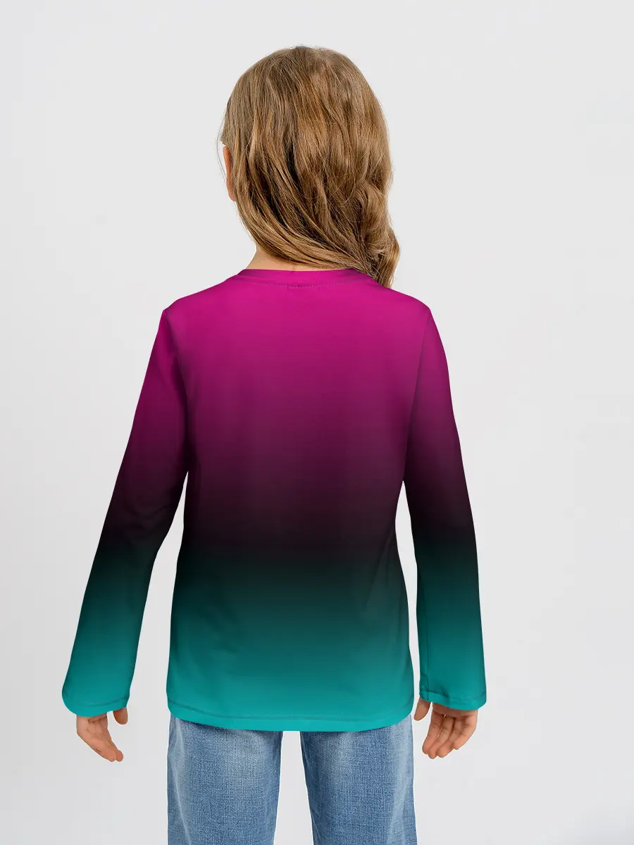 Детский лонгслив / РЕТРО ЕДИНОРОГ НЕОН