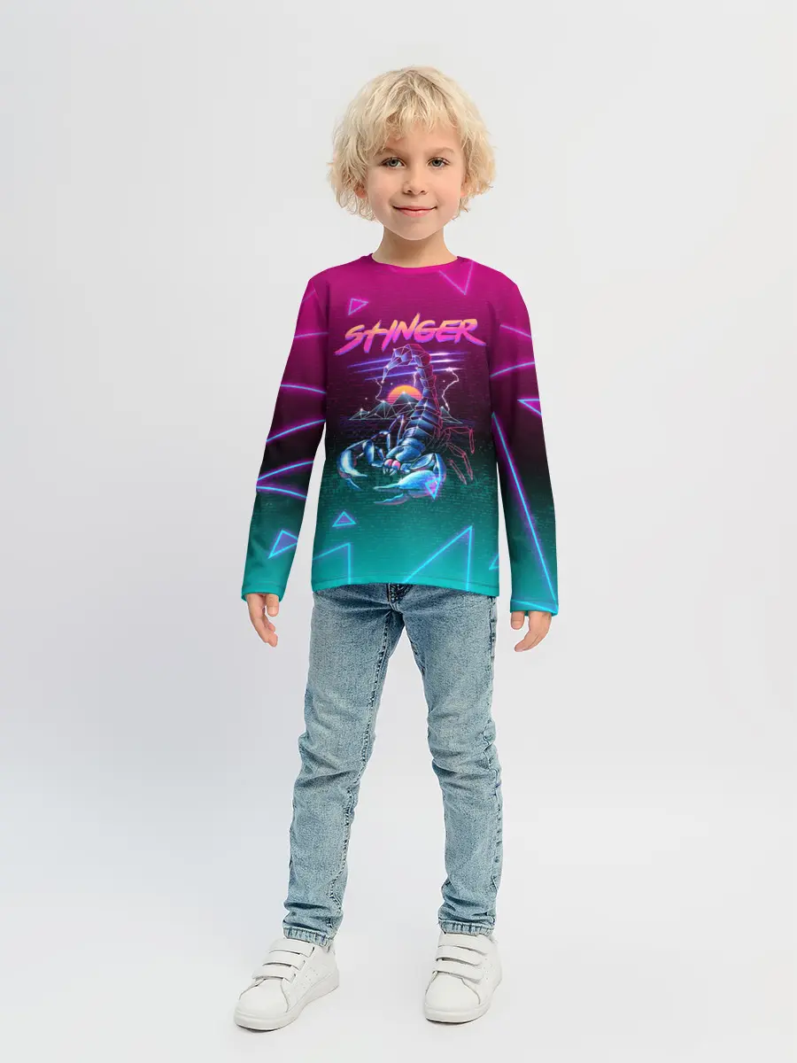 Детский лонгслив / РЕТРО СКОРПИОН НЕОН