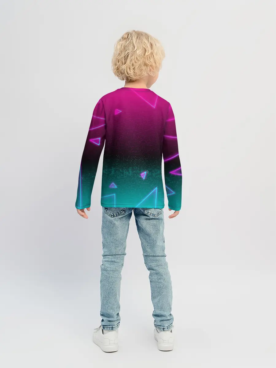 Детский лонгслив / RETRO CYBER BEAR NEON