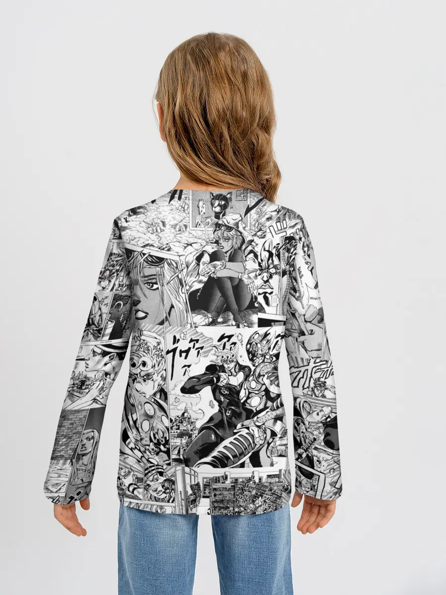 Детский лонгслив / Серый комикс jojo