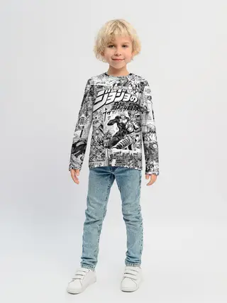 Детский лонгслив / Серый комикс jojo