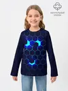 Детский лонгслив / СИНИЕ СОТЫ В НЕОНЕ