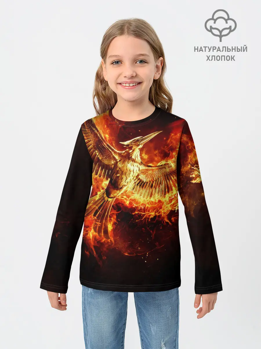 Детский лонгслив / Феникс в огне