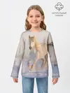 Детский лонгслив / Белая лошадь на снегу