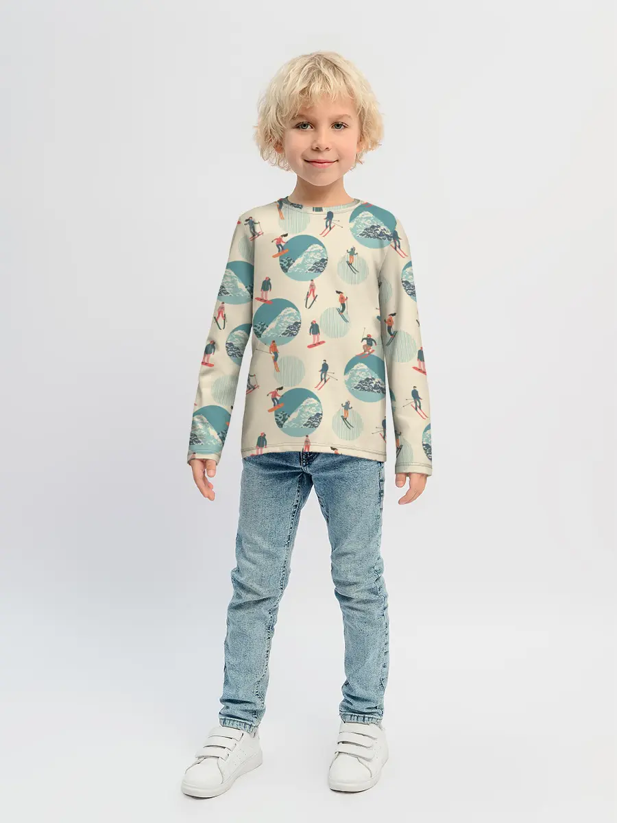 Детский лонгслив / лыжники