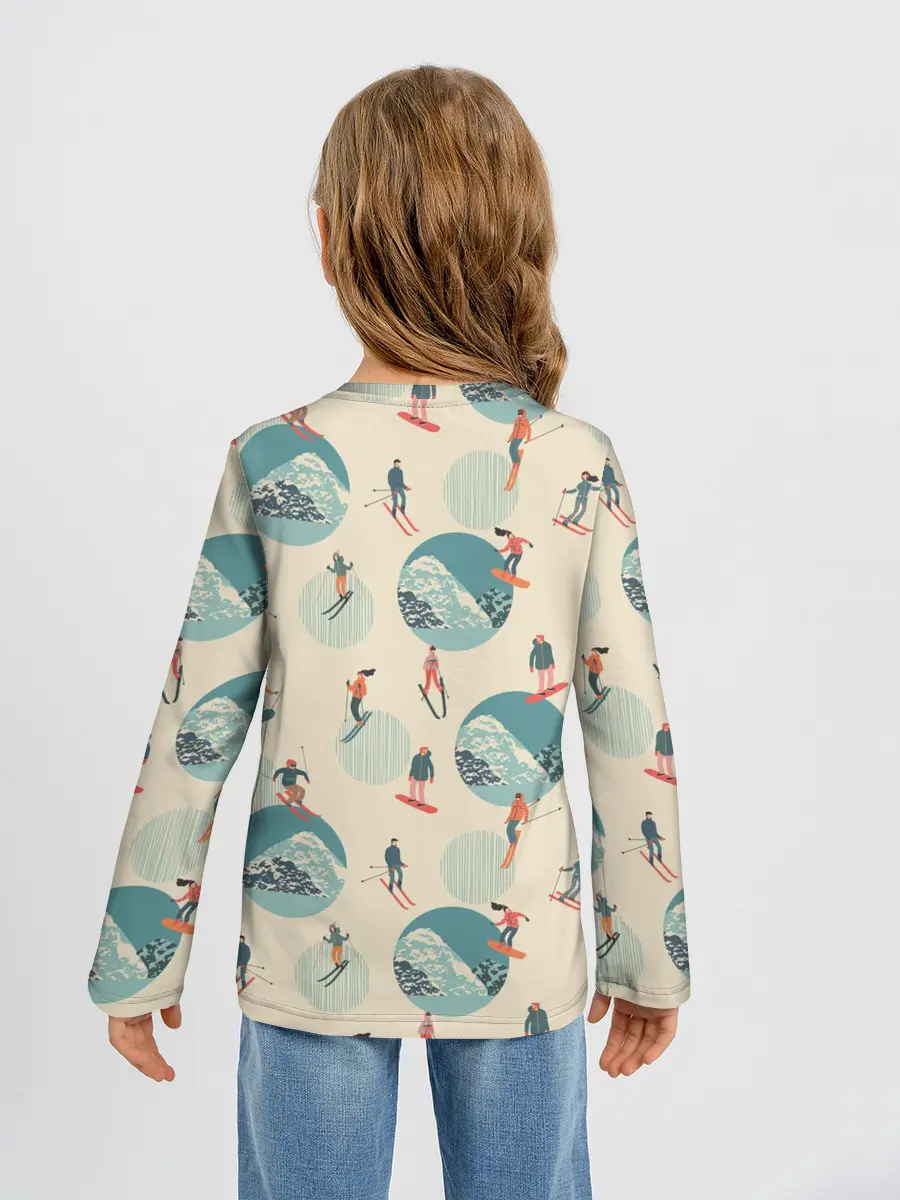 Детский лонгслив / лыжники