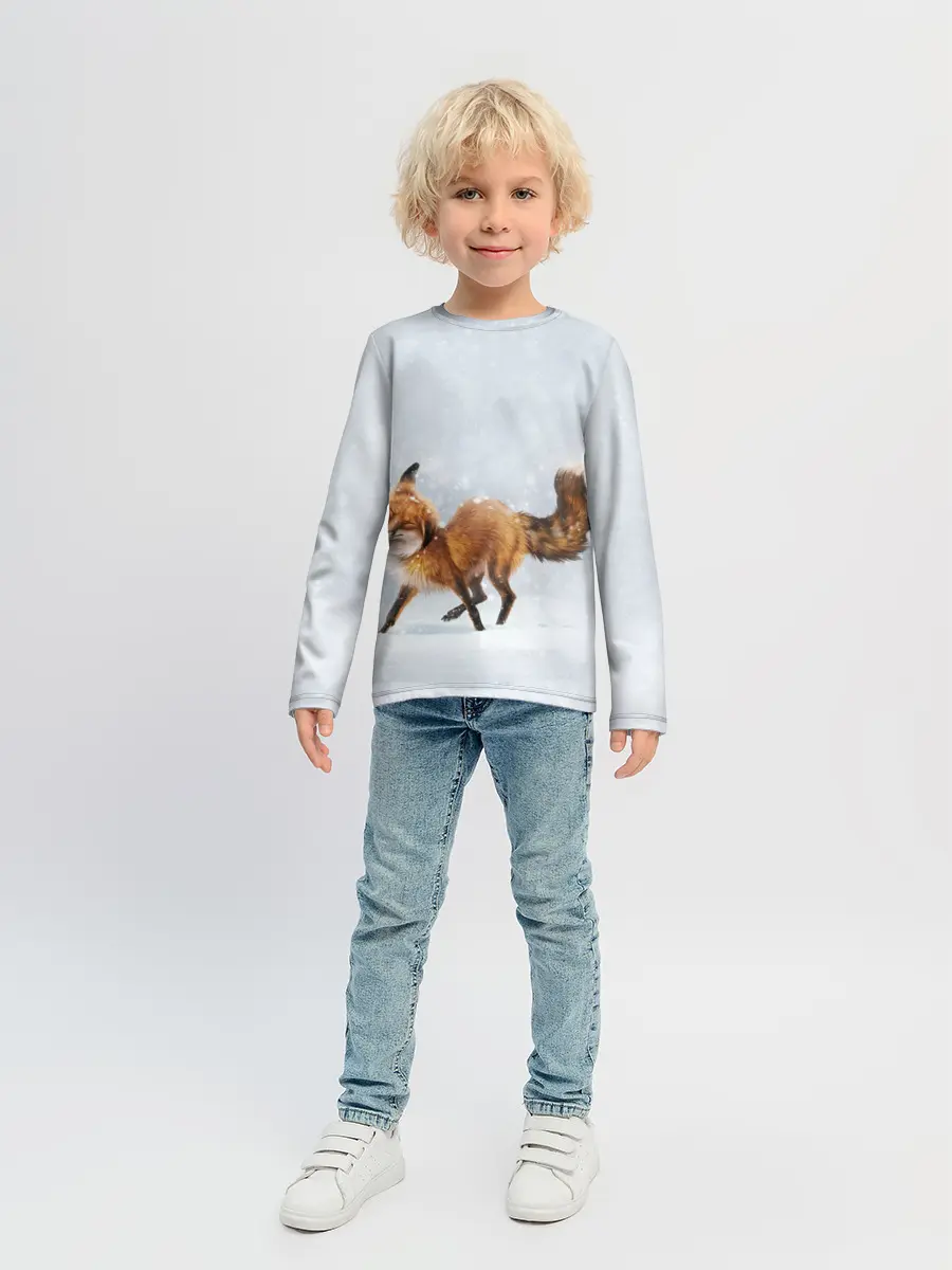 Детский лонгслив / Зимняя лисичка