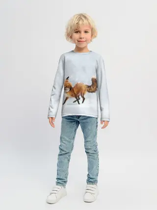 Детский лонгслив / Зимняя лисичка