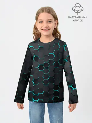 Детский лонгслив / 3D соты BLUE