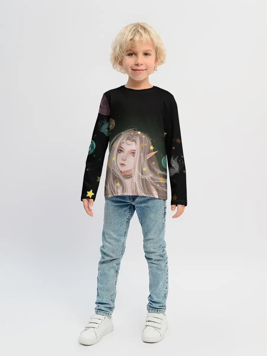Детский лонгслив / Эльфийка и звезды