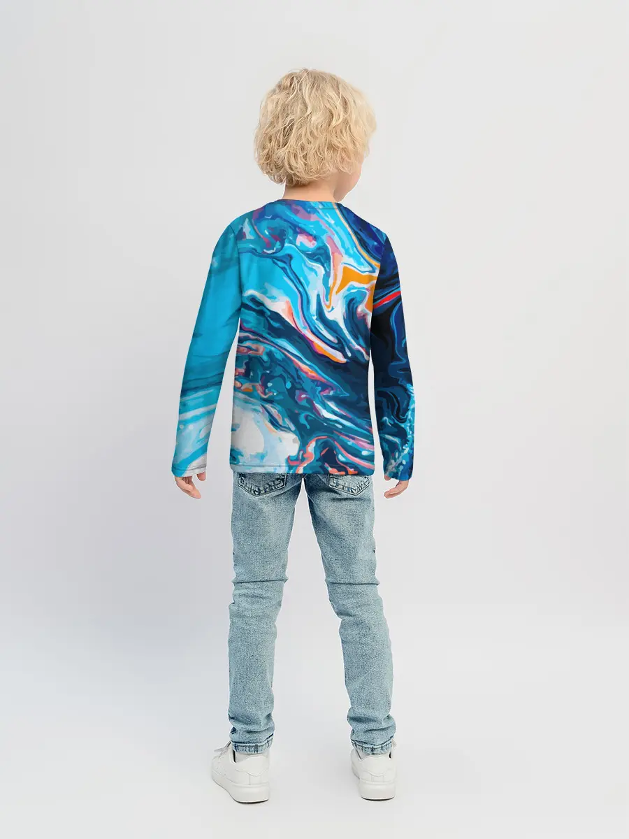 Детский лонгслив / Волны красок