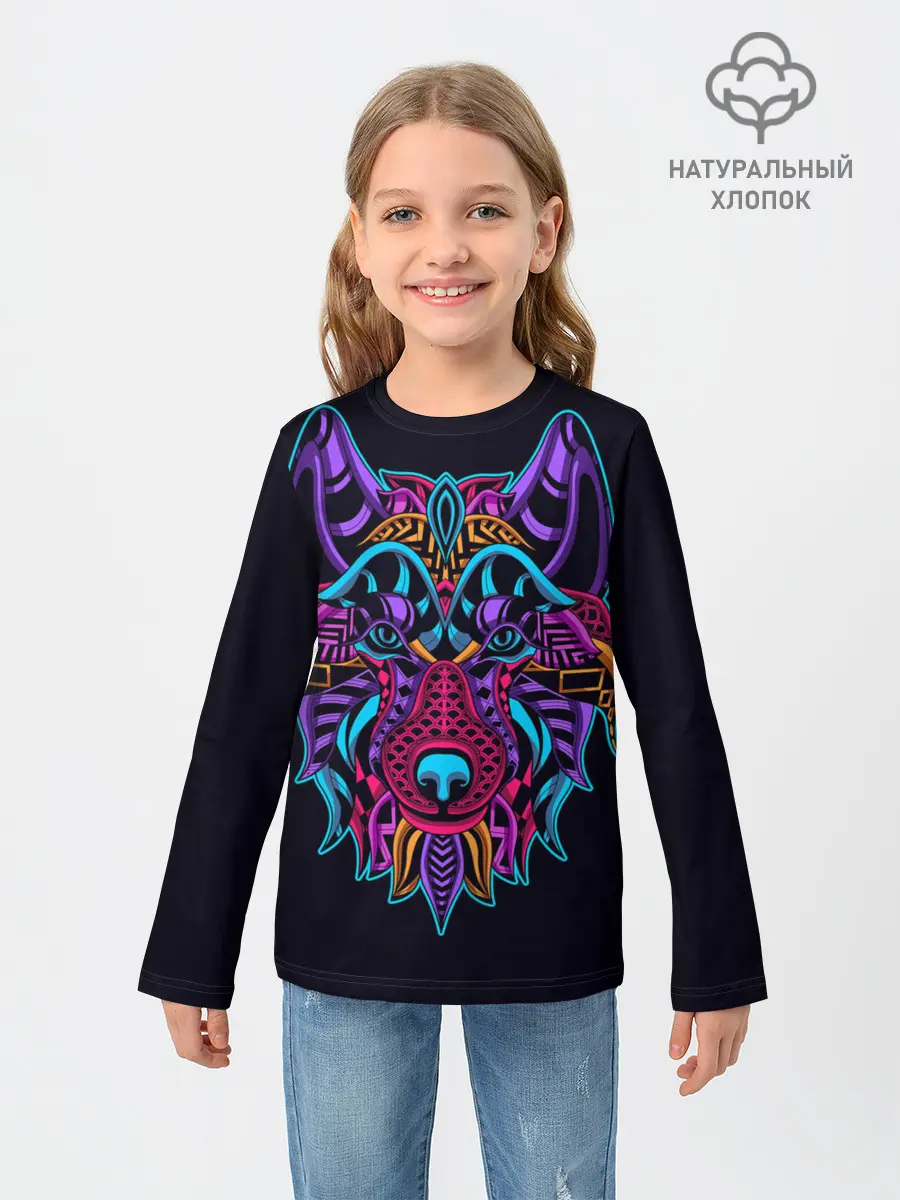 Детский лонгслив / Неоновый пес
