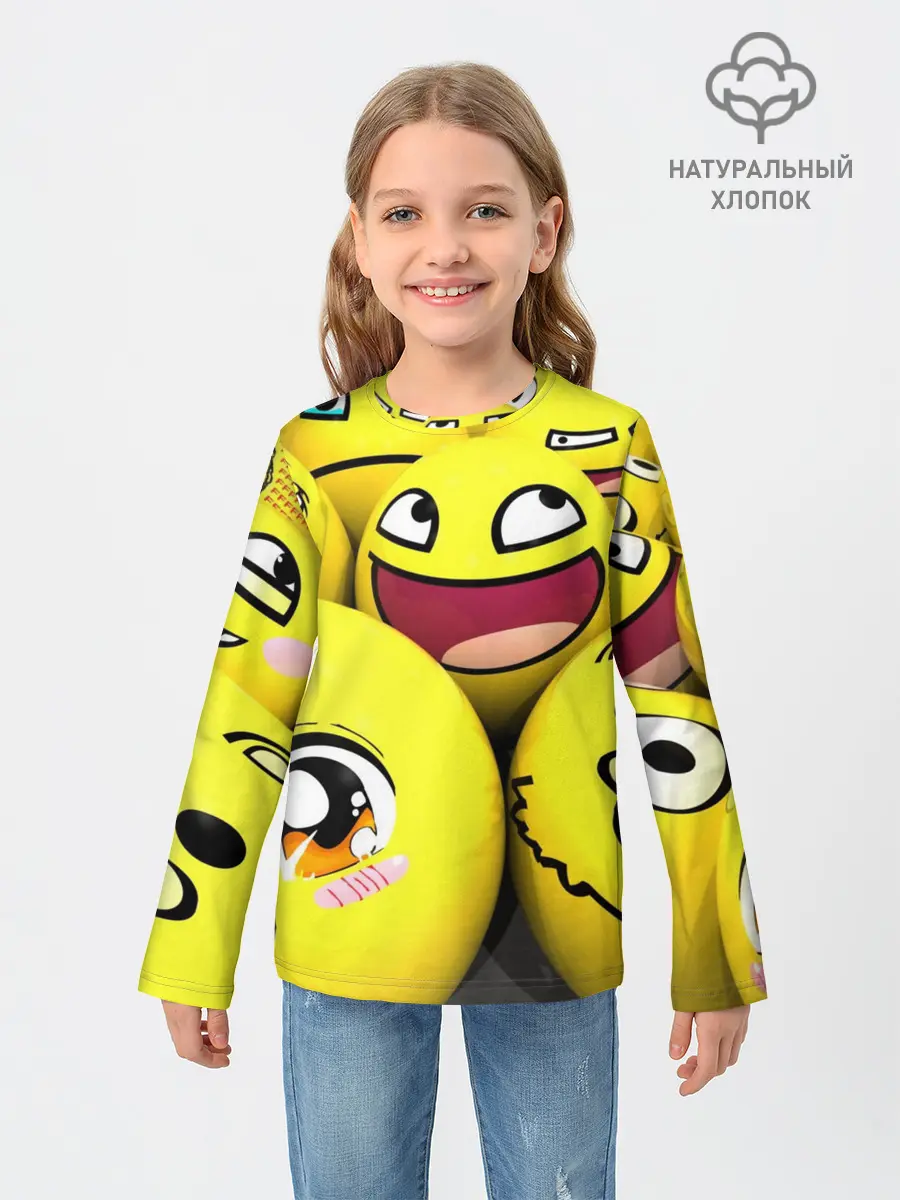 Детский лонгслив / ЖЕЛТЫЕ СМАЙЛИКИ