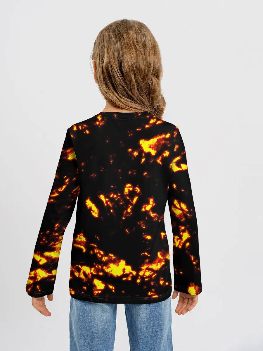 Детский лонгслив / Kimetsu no Yaiba желтое пламя