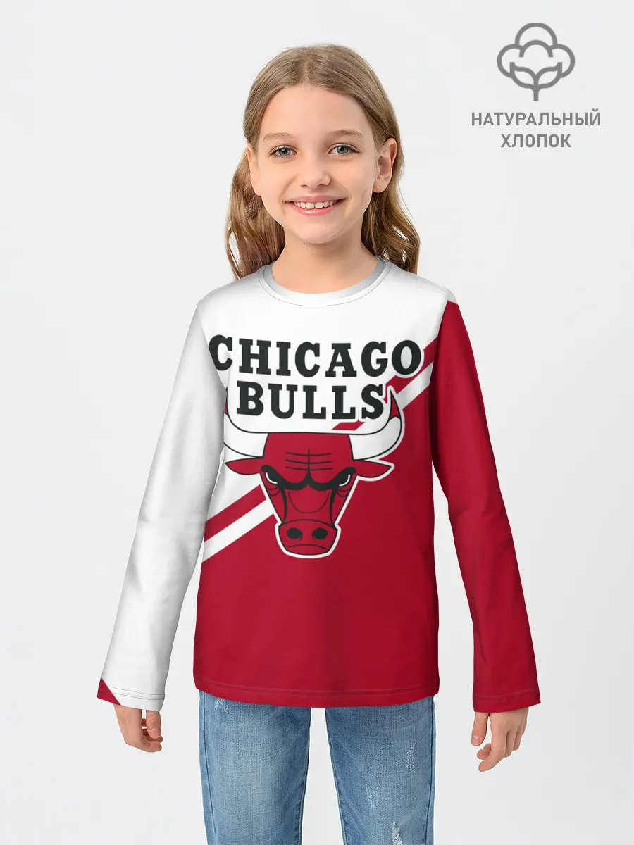 Детский лонгслив / Chicago Bulls Red-White