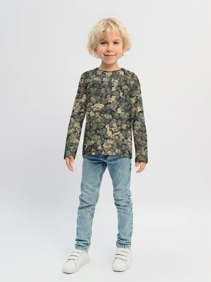 Детский лонгслив / Камуфляж Зеленый Слоник