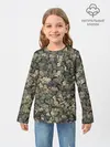 Детский лонгслив / Камуфляж Зеленый Слоник
