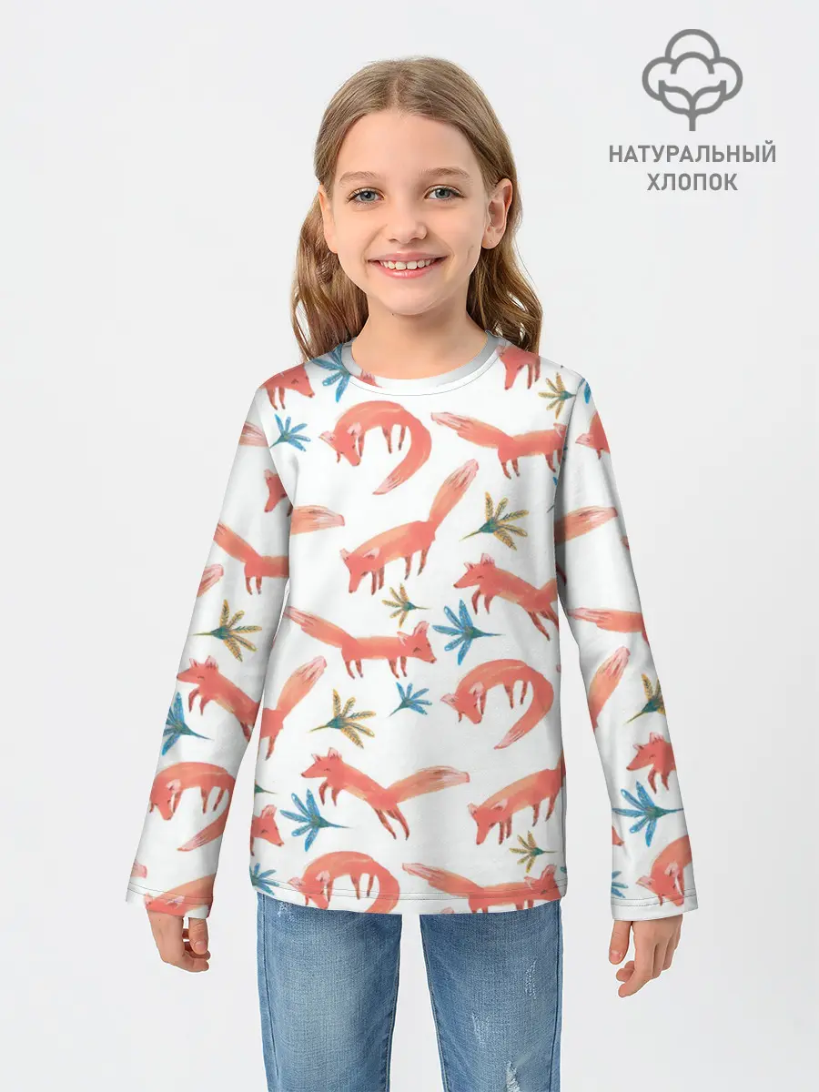 Детский лонгслив / Fox Pattern