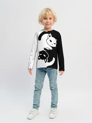 Детский лонгслив / ДВА КОТА КУВЫРКАЮТСЯ.