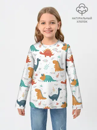 Детский лонгслив / Милые динозавры